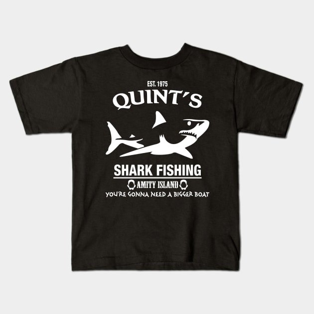 Quint's Shark Fishing Kids T-Shirt by WhatProductionsBobcaygeon